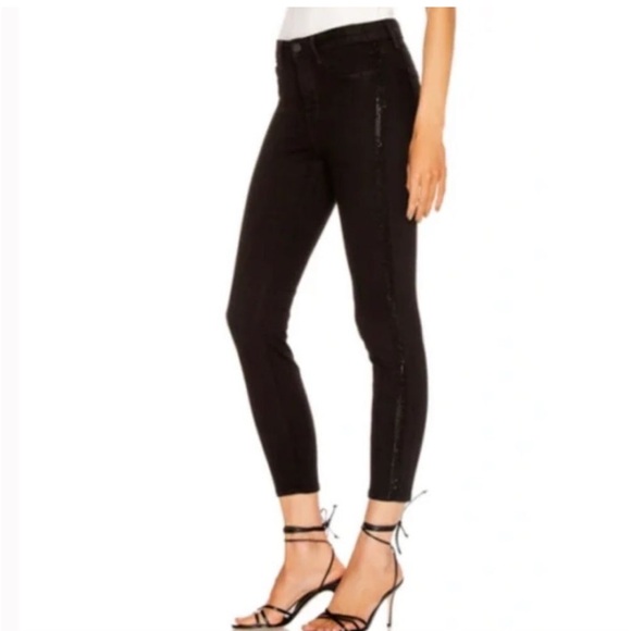 LAGENCE Margot Crystal Black crystal Stripe Skinny Jeans in Noir NWOT - Picture 10 of 14